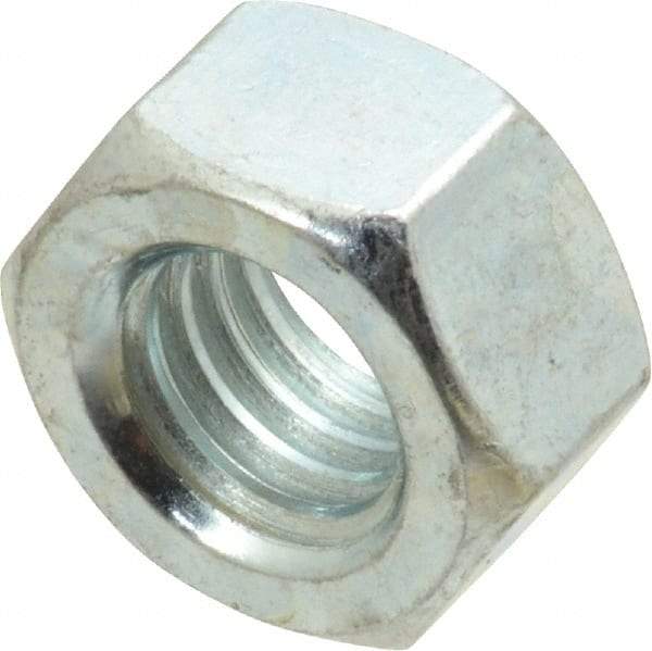 Value Collection - 7/16-14 UNC Steel Right Hand Hex Nut - 11/64" Across Flats, 3/8" High, Zinc-Plated Finish - Eagle Tool & Supply