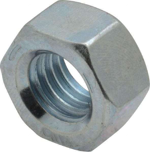 Value Collection - 9/16-12 UNC Steel Right Hand Hex Nut - 7/8" Across Flats, 31/64" High, Zinc-Plated Finish - Eagle Tool & Supply