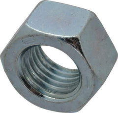 Value Collection - 1-8 UNC Steel Right Hand Hex Nut - 1-1/2" Across Flats, 55/64" High, Zinc-Plated Finish - Eagle Tool & Supply