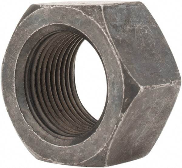 Value Collection - 1-14 UNS Steel Right Hand Hex Nut - 1-1/2" Across Flats, 55/64" High, Black Oxide Finish - Eagle Tool & Supply