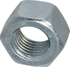 Value Collection - 3/8-24 UN Steel Right Hand Hex Nut - 9/16" Across Flats, 21/64" High, Zinc-Plated Finish - Eagle Tool & Supply