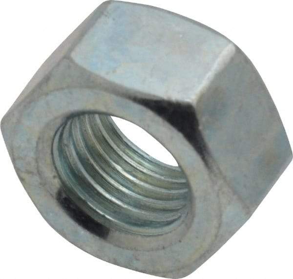 Value Collection - 7/16-20 UNF Steel Right Hand Hex Nut - 11/16" Across Flats, 3/8" High, Zinc-Plated Finish - Eagle Tool & Supply