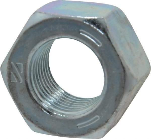 Value Collection - 9/16-18 UNF Steel Right Hand Hex Nut - 7/8" Across Flats, 31/64" High, Zinc-Plated Finish - Eagle Tool & Supply