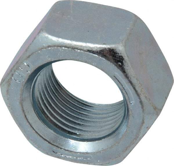 Value Collection - 3/4-16 UNF Steel Right Hand Hex Nut - 1-1/8" Across Flats, 0.6406" High, Zinc-Plated Finish - Eagle Tool & Supply