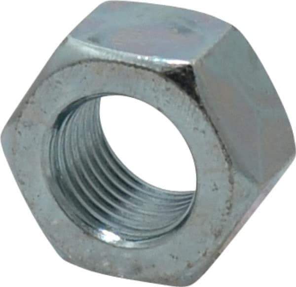 Value Collection - 9/16-18 UN Steel Right Hand Hex Nut - 7/8" Across Flats, 31/64" High, Zinc-Plated Finish - Eagle Tool & Supply