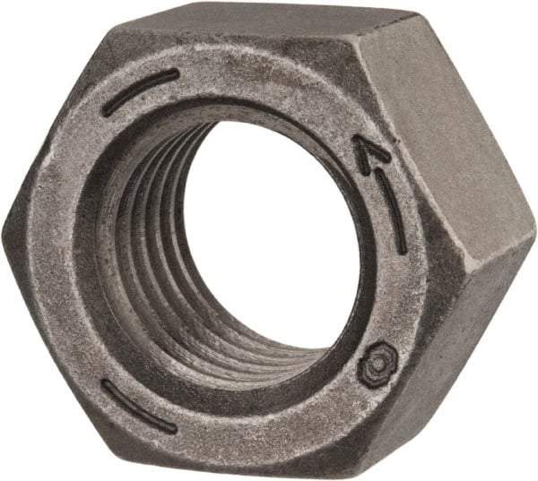 Value Collection - 1-1/8 - 7 UNC Steel Left Hand Hex Nut - 1-11/16" Across Flats, 31/32" High, Uncoated - Eagle Tool & Supply