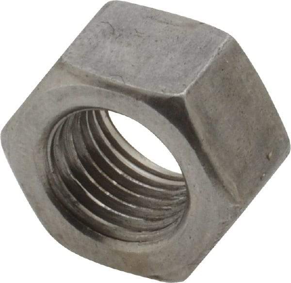 Value Collection - 3/8-24 UNF Steel Left Hand Hex Nut - 9/16" Across Flats, 21/64" High, Uncoated - Eagle Tool & Supply