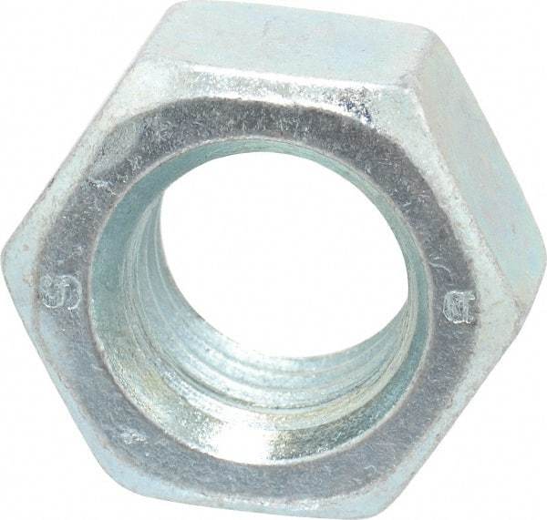 Value Collection - M18x2.50 Steel Right Hand Hex Nut - 27mm Across Flats, 15mm High, Zinc-Plated Finish - Eagle Tool & Supply