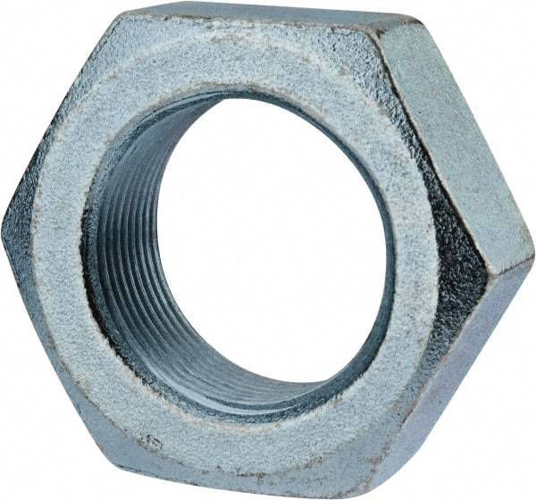 Value Collection - 1-1/2 - 12 UN Steel Right Hand Hex Jam Nut - 2-1/4" Across Flats, 27/32" High, Zinc-Plated Finish - Eagle Tool & Supply