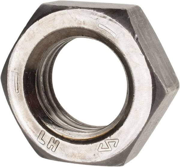 Value Collection - 1-8 UNC Steel Left Hand Hex Jam Nut - 1-1/2" Across Flats, 35/64" High, Uncoated - Eagle Tool & Supply