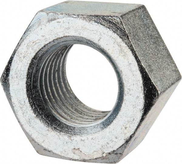 Value Collection - 1-1/8 - 7 UNC Steel Right Hand Heavy Hex Nut - 1-13/16" Across Flats, 1-7/64" High, Zinc-Plated Finish - Eagle Tool & Supply