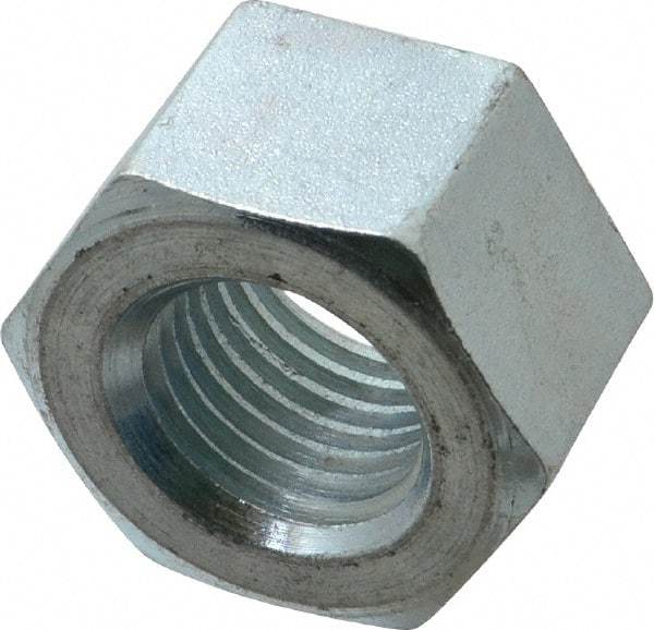 Value Collection - 1-1/4 - 7 UNC Steel Right Hand Heavy Hex Nut - 2" Across Flats, 1-7/32" High, Zinc-Plated Finish - Eagle Tool & Supply