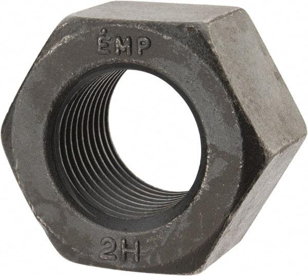 Value Collection - 1-3/8 - 8 UN Steel Right Hand Heavy Hex Nut - 2-3/16" Across Flats, 1-11/32" High, Uncoated, 2B Class of Fit - Eagle Tool & Supply