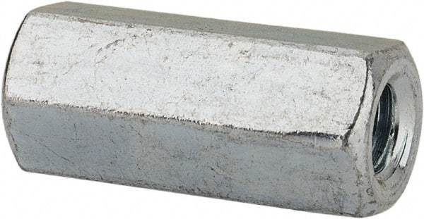 Value Collection - #10-24 UNC, 3/4" OAL Steel Standard Coupling Nut - Zinc-Plated Finish, 5/16" Width Across Flats - Eagle Tool & Supply