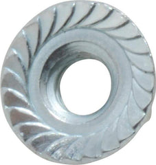 Value Collection - 1/4-20, 19/32" Flange Diam, Serrated Flange Nut - Grade Grade 2 Steel, Zinc-Plated Finish, 0.236" Flange Height - Eagle Tool & Supply