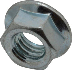 Value Collection - 3/8-16, 3/4" Flange Diam, Serrated Flange Nut - Grade Grade 2 Steel, Zinc-Plated Finish, 0.347" Flange Height - Eagle Tool & Supply