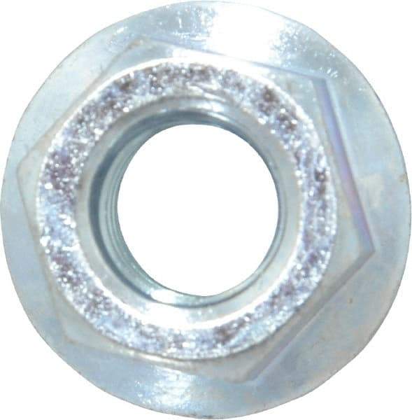 Value Collection - 7/16-14, 15/16" Flange Diam, Serrated Flange Nut - Grade Grade 2 Steel, Zinc-Plated Finish, 0.395" Flange Height - Eagle Tool & Supply