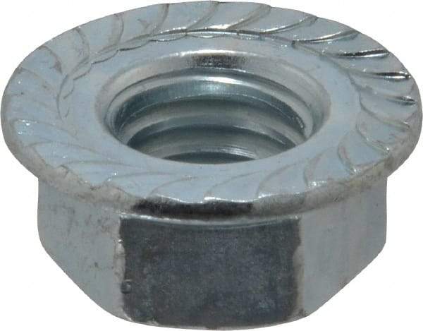 Value Collection - 1/2-13, 1.031" Flange Diam, Serrated Flange Nut - Grade Grade 2 Steel, Zinc-Plated Finish, 0.458" Flange Height - Eagle Tool & Supply