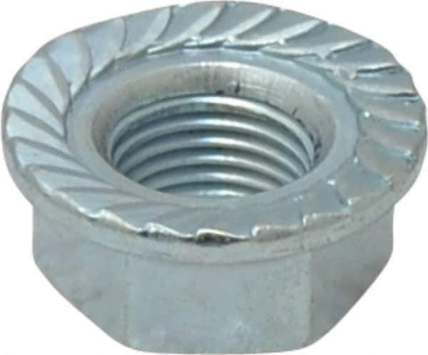 Value Collection - 1/2-20, 1.031" Flange Diam, Serrated Flange Nut - Grade Grade 2 Steel, Zinc-Plated Finish, 0.458" Flange Height - Eagle Tool & Supply