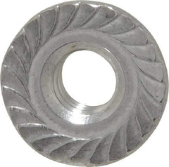 Value Collection - 1/4-20, 19/32" Flange Diam, Serrated Flange Nut - Grade 18-8 Stainless Steel, 0.236" Flange Height - Eagle Tool & Supply