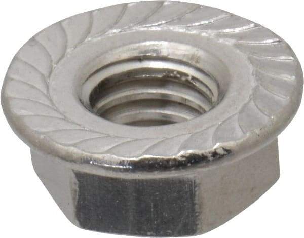 Value Collection - 5/16-18, 0.68" Flange Diam, Serrated Flange Nut - Grade 18-8 Stainless Steel, 0.283" Flange Height - Eagle Tool & Supply