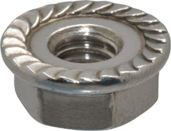 Value Collection - #10-32, 1/2" Flange Diam, Serrated Flange Nut - Grade 18-8 Stainless Steel, 7/32" Flange Height - Eagle Tool & Supply