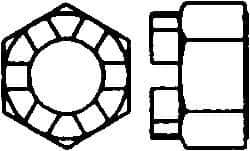 Value Collection - 7/8-14 UNF Grade 5 Steel Castle Locknut - 1-5/16" Width Across Flats, 29/32" High, Uncoated - Eagle Tool & Supply