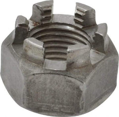 Value Collection - 1/2-20 UNF Grade 5 Steel Castle Locknut - 3/4" Width Across Flats, 9/16" High, Uncoated - Eagle Tool & Supply