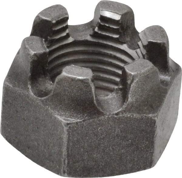 Value Collection - 9/16-18 UNF Grade 5 Steel Castle Locknut - 7/8" Width Across Flats, 39/64" High, Uncoated - Eagle Tool & Supply