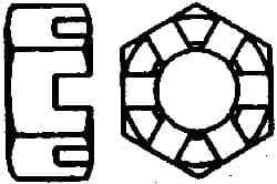 Value Collection - 1/4-28 UNF Grade 2 Steel Slotted Locknut - 7/16" Width Across Flats, 7/32" High, Uncoated - Eagle Tool & Supply