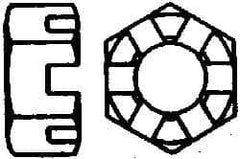 Value Collection - 7/16-20 UNF Grade 2 Steel Slotted Locknut - 11/16" Width Across Flats, 3/8" High, Uncoated - Eagle Tool & Supply