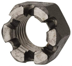 Value Collection - 1-8 UNC Grade 2 Steel Slotted Locknut - 1-1/2" Width Across Flats, 55/64" High, Uncoated - Eagle Tool & Supply