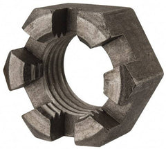 Value Collection - 1-1/4 - 7 UNC Grade 2 Steel Slotted Locknut - 1-7/8" Width Across Flats, 1-1/16" High, Uncoated - Eagle Tool & Supply