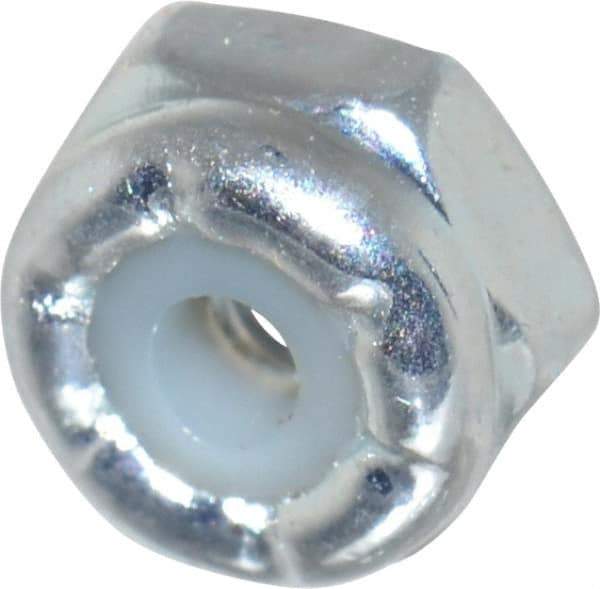 Value Collection - #2-56 UNC Grade 2 Hex Lock Nut with Nylon Insert - 1/4" Width Across Flats, 5/32" High, Zinc-Plated Finish - Eagle Tool & Supply