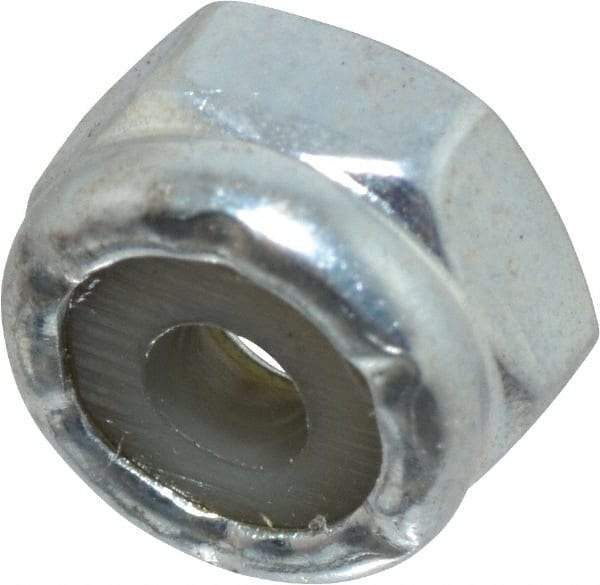 Value Collection - #4-40 UNC Grade 2 Hex Lock Nut with Nylon Insert - 1/4" Width Across Flats, 5/32" High, Zinc-Plated Finish - Eagle Tool & Supply