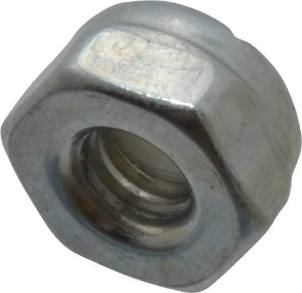 Value Collection - #5-40 UNC Grade 2 Hex Lock Nut with Nylon Insert - 1/4" Width Across Flats, 5/32" High, Zinc-Plated Finish - Eagle Tool & Supply