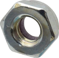 Value Collection - 1/4-20 UNC Grade 2 Hex Jam Lock Nut with Nylon Insert - 7/16" Width Across Flats, 7/32" High, Zinc-Plated Finish - Eagle Tool & Supply