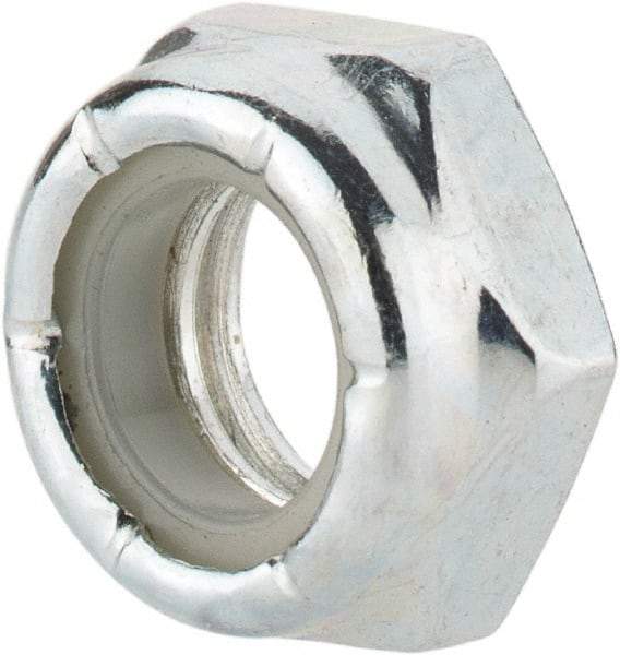 Value Collection - 3/8-16 UNC Grade 2 Hex Jam Lock Nut with Nylon Insert - 9/16" Width Across Flats, 9/32" High, Zinc-Plated Finish - Eagle Tool & Supply