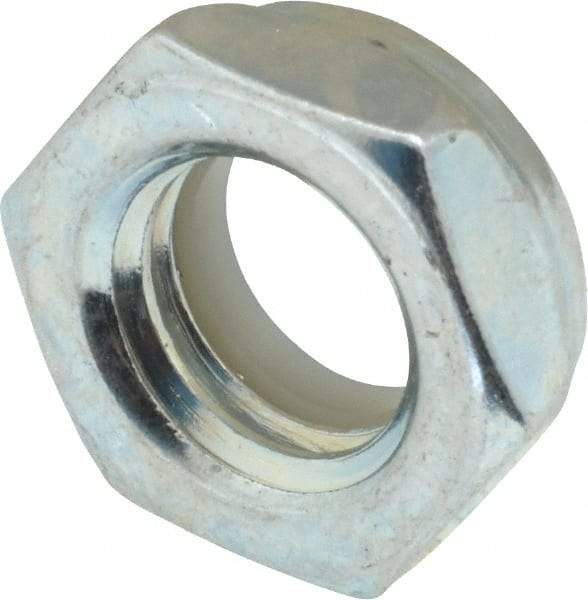 Value Collection - 1/2-13 UNC Grade 2 Hex Jam Lock Nut with Nylon Insert - 3/4" Width Across Flats, 21/64" High, Zinc-Plated Finish - Eagle Tool & Supply