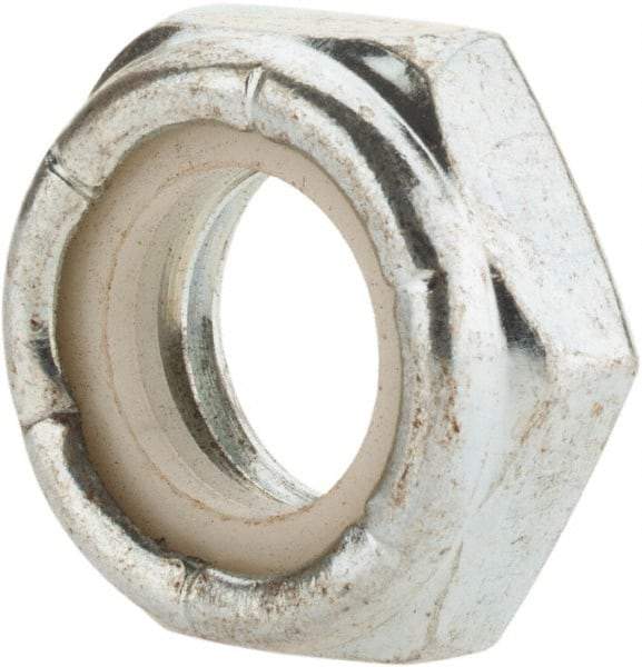 Value Collection - 1-8 UNC Grade 2 Hex Lock Nut with Nylon Insert - 1-7/16" Width Across Flats, 35/64" High, Zinc-Plated Finish - Eagle Tool & Supply