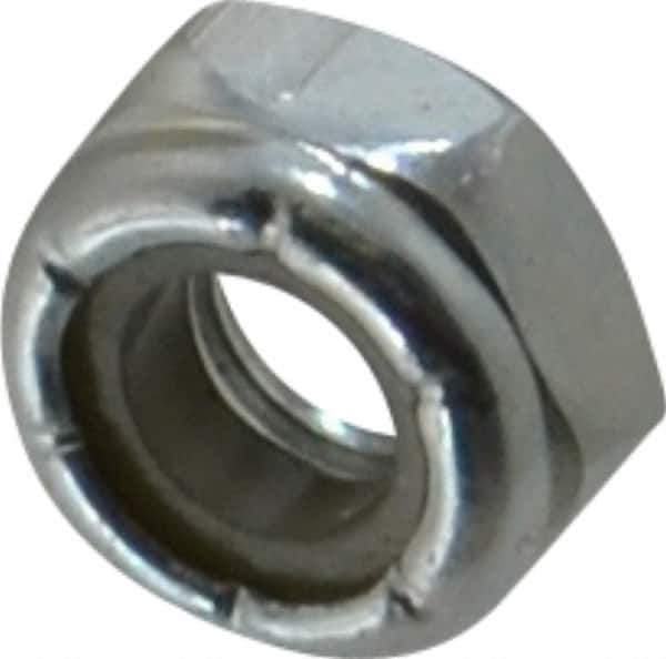 Value Collection - 1/4-28 UNF Grade 2 Hex Jam Lock Nut with Nylon Insert - 7/16" Width Across Flats, 7/32" High, Zinc-Plated Finish - Eagle Tool & Supply