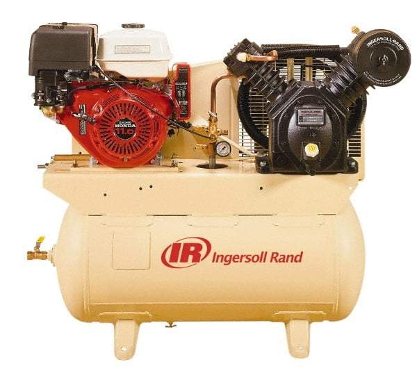 Ingersoll-Rand - 13 HP Two Stage Gas Engine Air Compressor - Honda Engine, Horizontal Configuration, 30 Gallon, 19 CFM, 175 Max psi - Eagle Tool & Supply