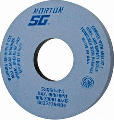 Norton - 14" Diam x 5" Hole x 1-1/2" Thick, I Hardness, 60 Grit Surface Grinding Wheel - Ceramic, Type 5, Medium Grade, 1,800 Max RPM, Vitrified Bond, One-Side Recess - Eagle Tool & Supply
