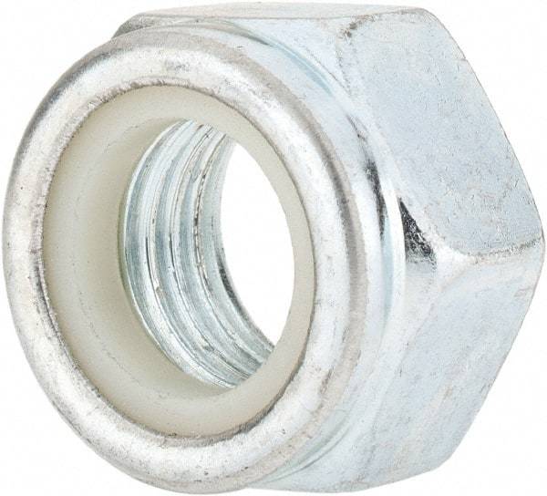 Value Collection - M20x2.50 Metric Coarse Grade 8 Hex Lock Nut with Nylon Insert - 20mm High, Zinc-Plated Finish - Eagle Tool & Supply