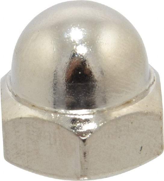 Value Collection - 7/16-14" UNC, 5/8" Width Across Flats, Nickel Plated, Steel Acorn Nut - 11/16" Overall Height, Grade 2 - Eagle Tool & Supply