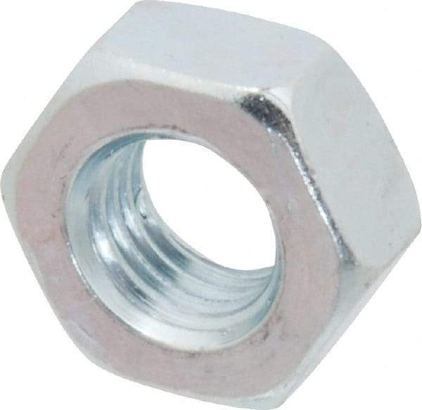 Value Collection - M10x1.25 Metric Fine Steel Right Hand Hex Nut - 17mm Across Flats, 8mm High, Zinc-Plated Finish - Eagle Tool & Supply