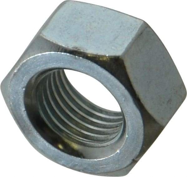 Value Collection - M12x1.25 Metric Extra Fine Steel Right Hand Hex Nut - 19mm Across Flats, 10mm High, Zinc-Plated Finish - Eagle Tool & Supply