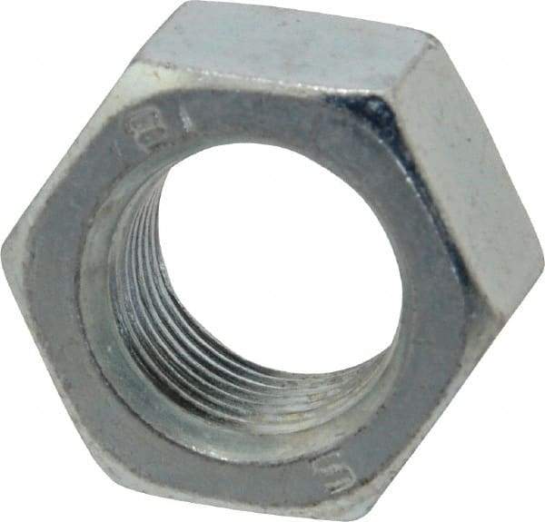 Value Collection - M18x1.50 Metric Fine Steel Right Hand Hex Nut - 27mm Across Flats, 15mm High, Zinc-Plated Finish - Eagle Tool & Supply