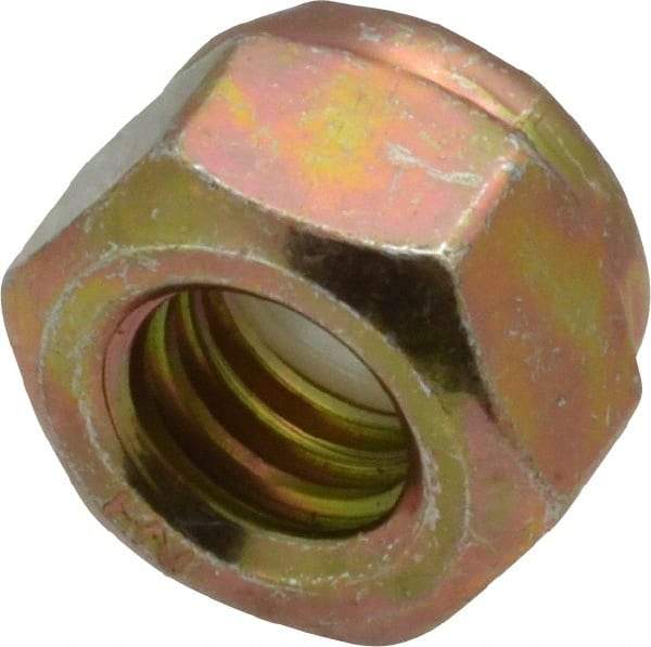 Value Collection - 5/16-18 UNC Grade 8 Hex Lock Nut with Nylon Insert - 1/2" Width Across Flats, 23/64" High, Zinc Yellow Dichromate Finish - Eagle Tool & Supply