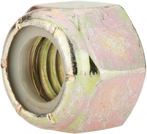 Value Collection - 1/2-13 UNC Grade 8 Hex Lock Nut with Nylon Insert - 3/4" Width Across Flats, 39/64" High, Zinc Yellow Dichromate Finish - Eagle Tool & Supply